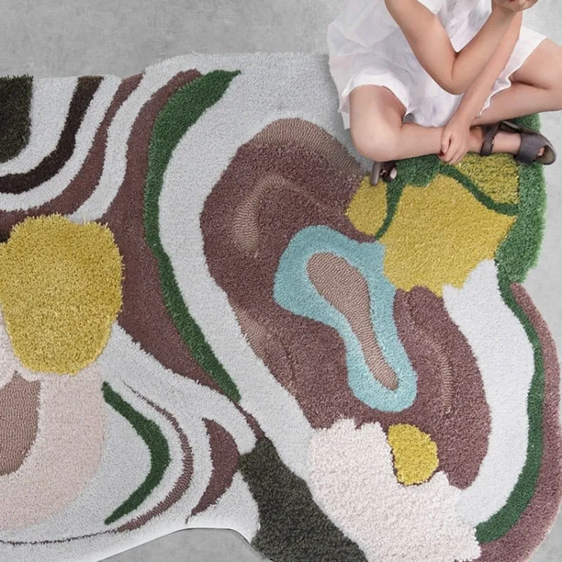 Color Swirls 3D Wool Area Rug