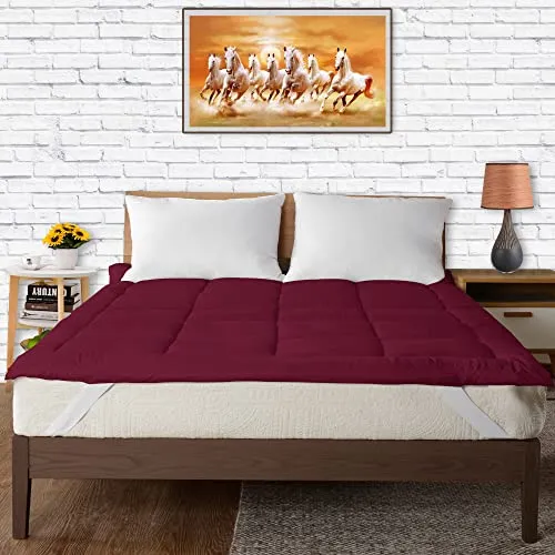 CRAZY WORLD Soft 800 GSM Mattress Padding/Topper for Comfortable Sleep Maroon (36x72inch)