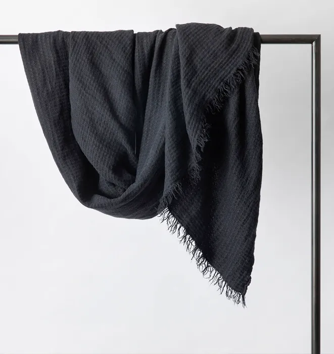 Cultiver Estela Linen Waffle Throw - Black IN STORE ONLY