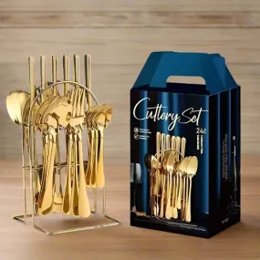 Cutlery Set - Gold - 24 Pieces