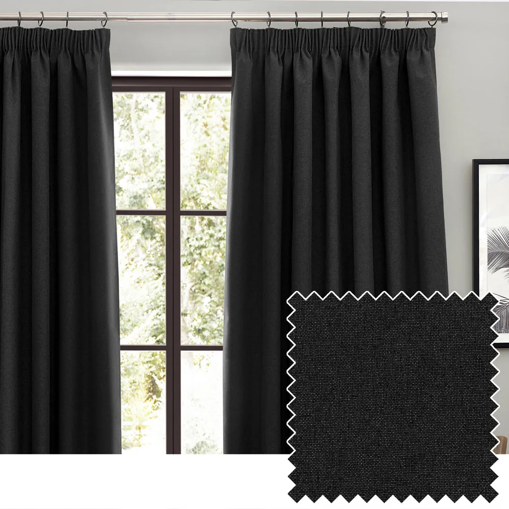 Dawn Blackout Pencil Pleat Curtains Black