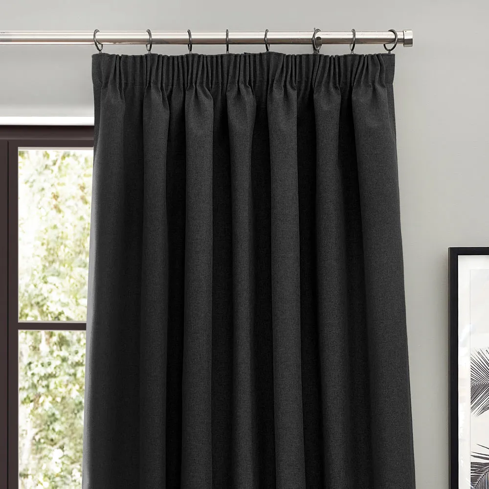 Dawn Blackout Pencil Pleat Curtains Black