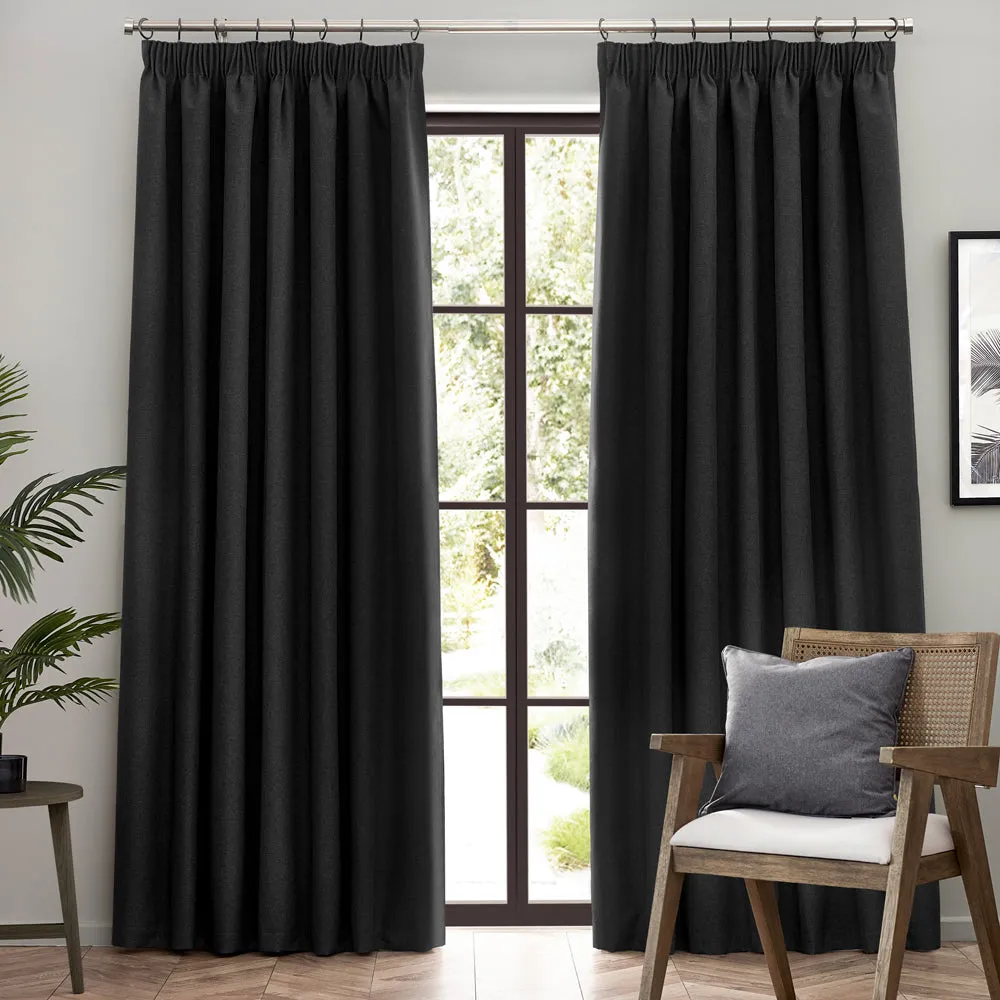 Dawn Blackout Pencil Pleat Curtains Black