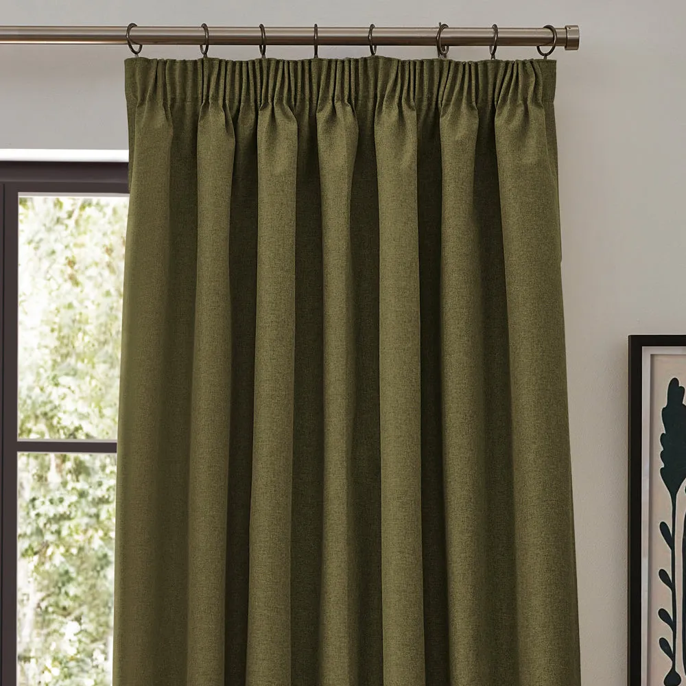 Dawn Blackout Pencil Pleat Curtains Olive