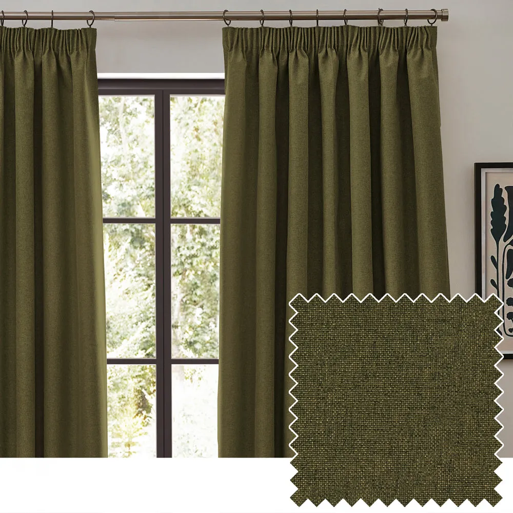 Dawn Blackout Pencil Pleat Curtains Olive