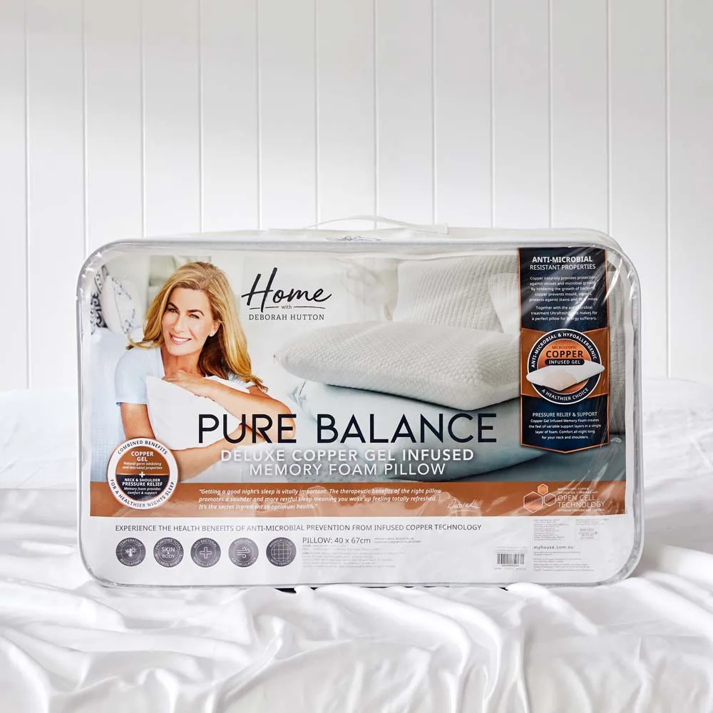 Deborah Hutton Pure Balance Deluxe Copper Gel Infused Memory Foam Pillow