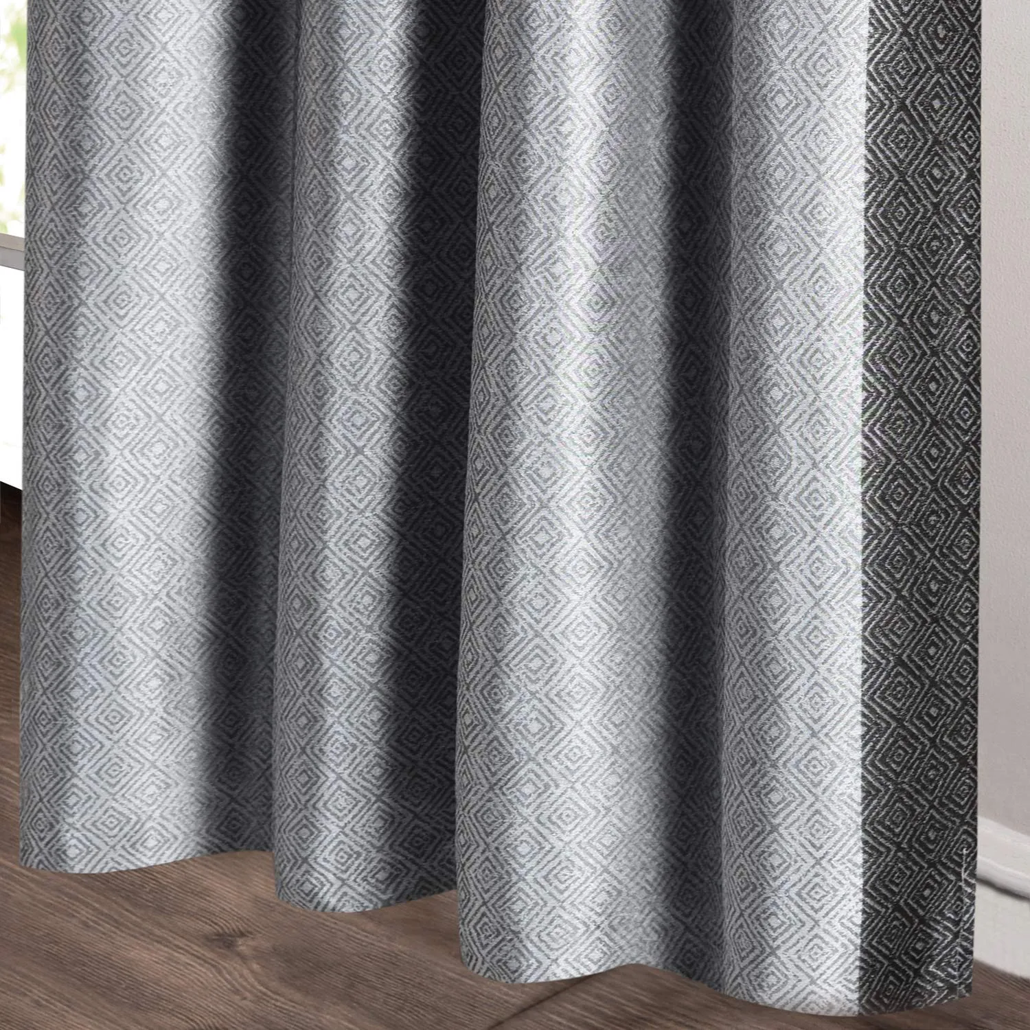 Deco Window Set of 2 Semi-Blackout Curtains for Doors 9 Feet Ashley Room Darkening Thermal Insulated Soft Touch Polyester Privacy Panels with Stainless Steel Grommets (Grey)