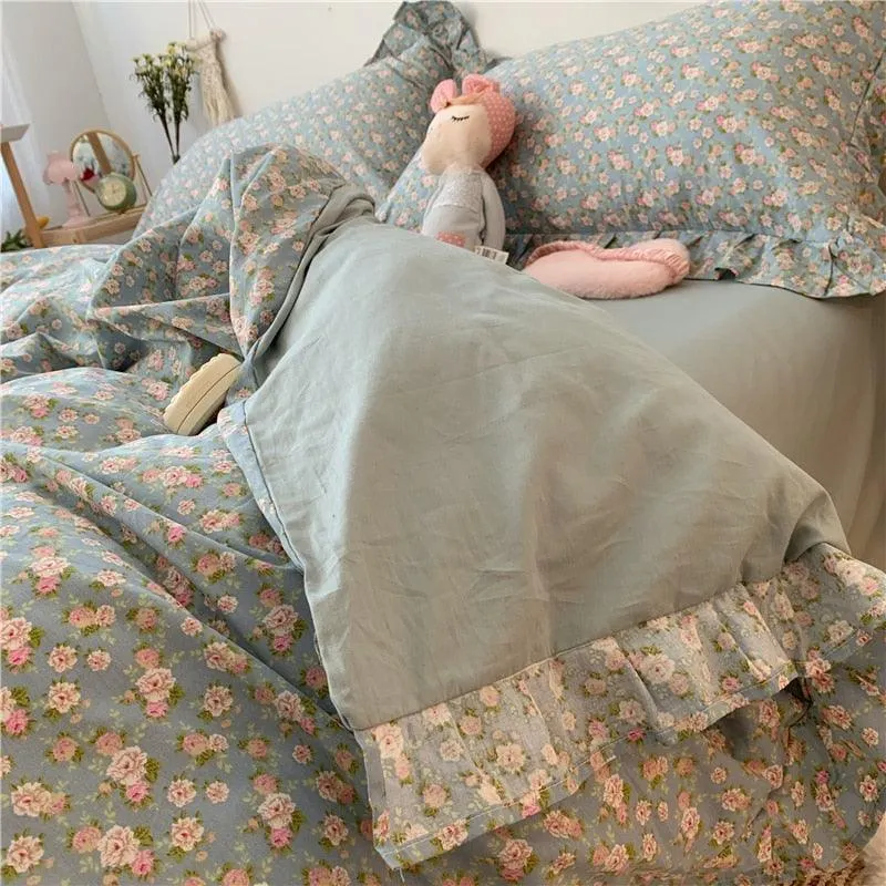 Dreamy Blossom 100% Cotton Ruffle King Bedding Set - Luxe Edition for Young Dreamers