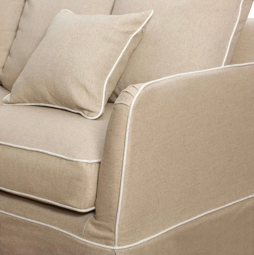 East Hampton Natural white piping 3 Seater Sofa