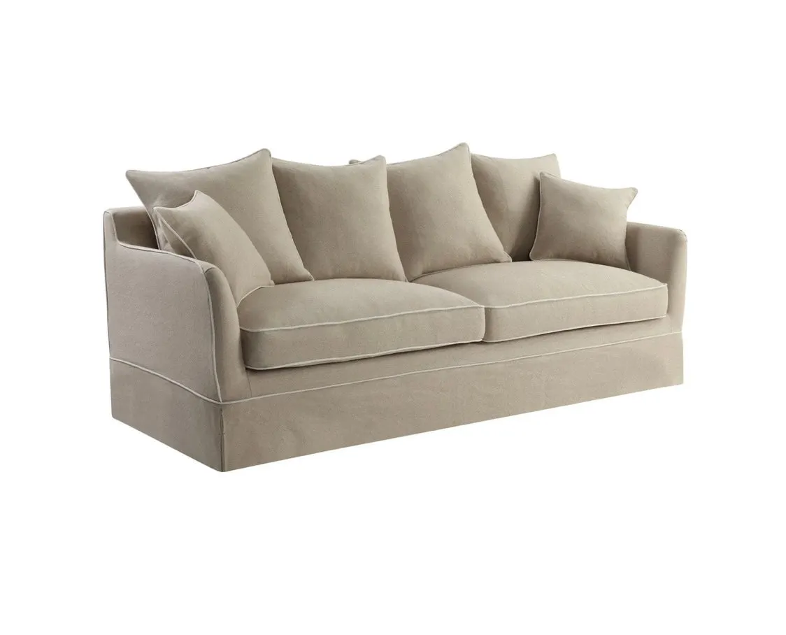 East Hampton Natural white piping 3 Seater Sofa