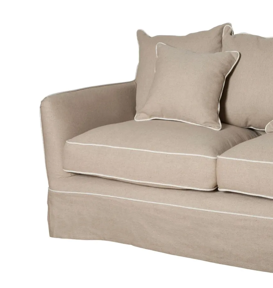 East Hampton Natural white piping 3 Seater Sofa