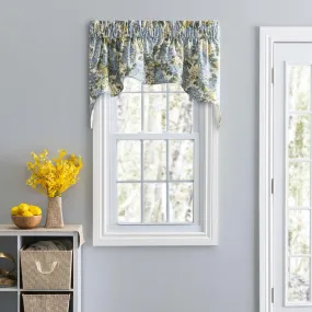 Ellis Hydrangea Classic Pattern Printed 3" Rod Pocket Window Empress Lined Swag 70"x28" Blue