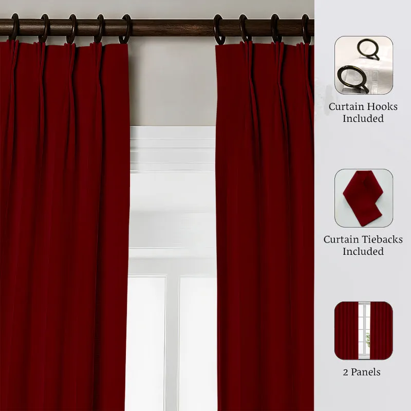 Esme Triple Pinch Pleat Medium Width Curtain - Burgundy