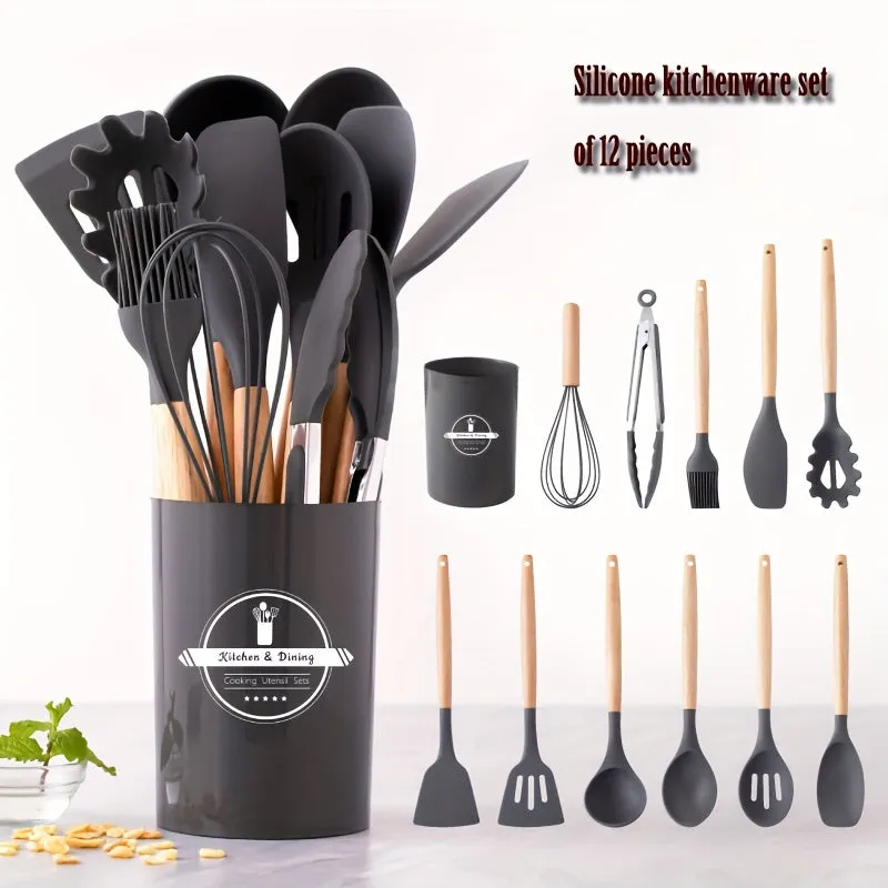 Essential 12Piece Silicone Kitchen Utensil Set for Home Cooks