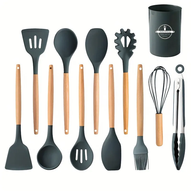 Essential 12Piece Silicone Kitchen Utensil Set for Home Cooks