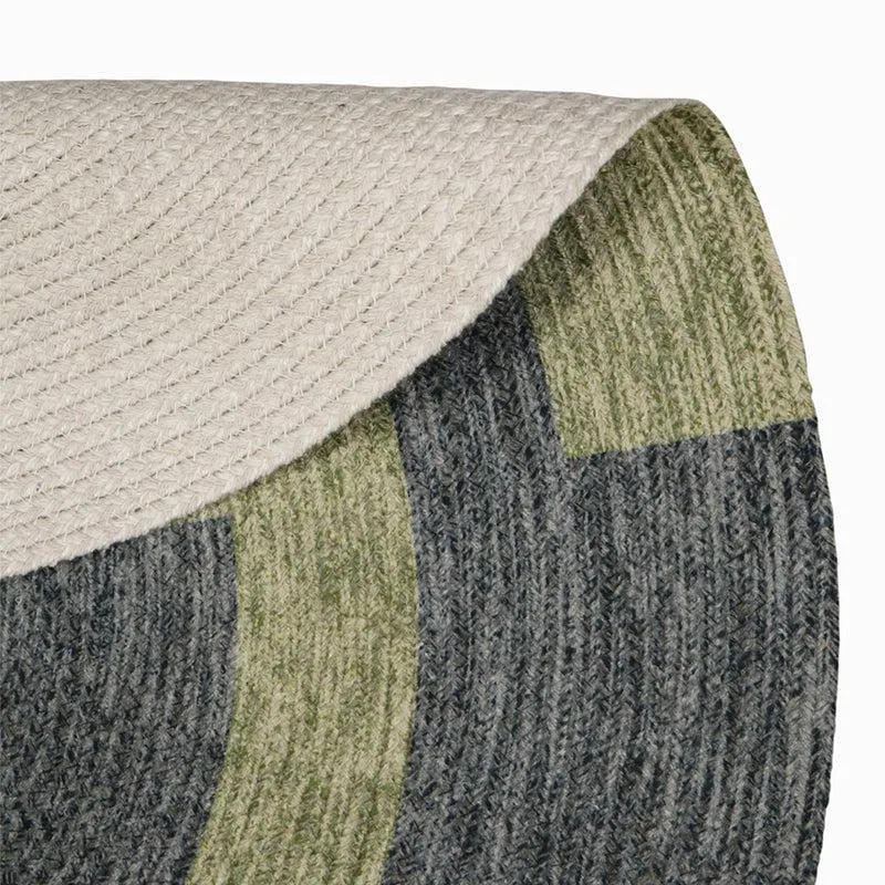 Estro Round Rug - Green & Grey