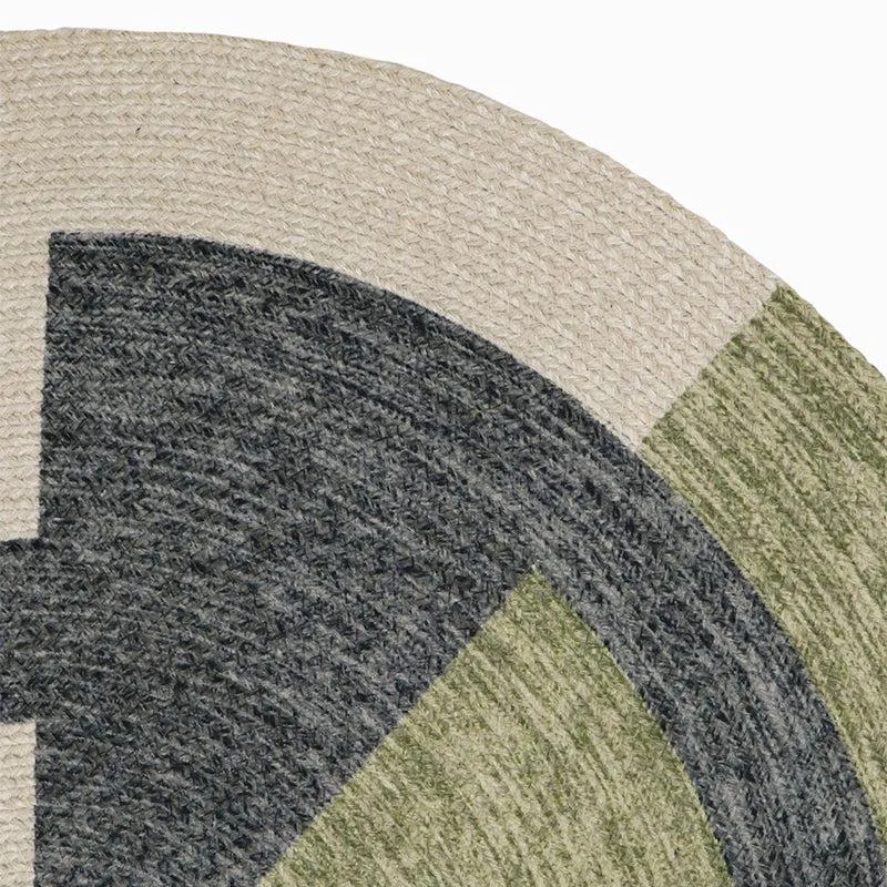 Estro Round Rug - Green & Grey