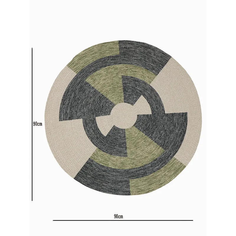 Estro Round Rug - Green & Grey