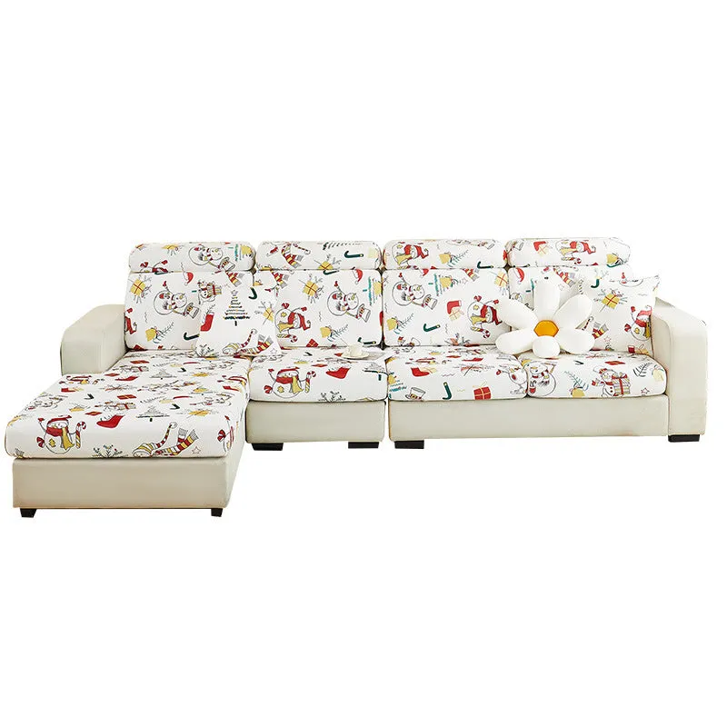 Festive White Christmas Sectional Couch Cover for Stylish Pet Cushion