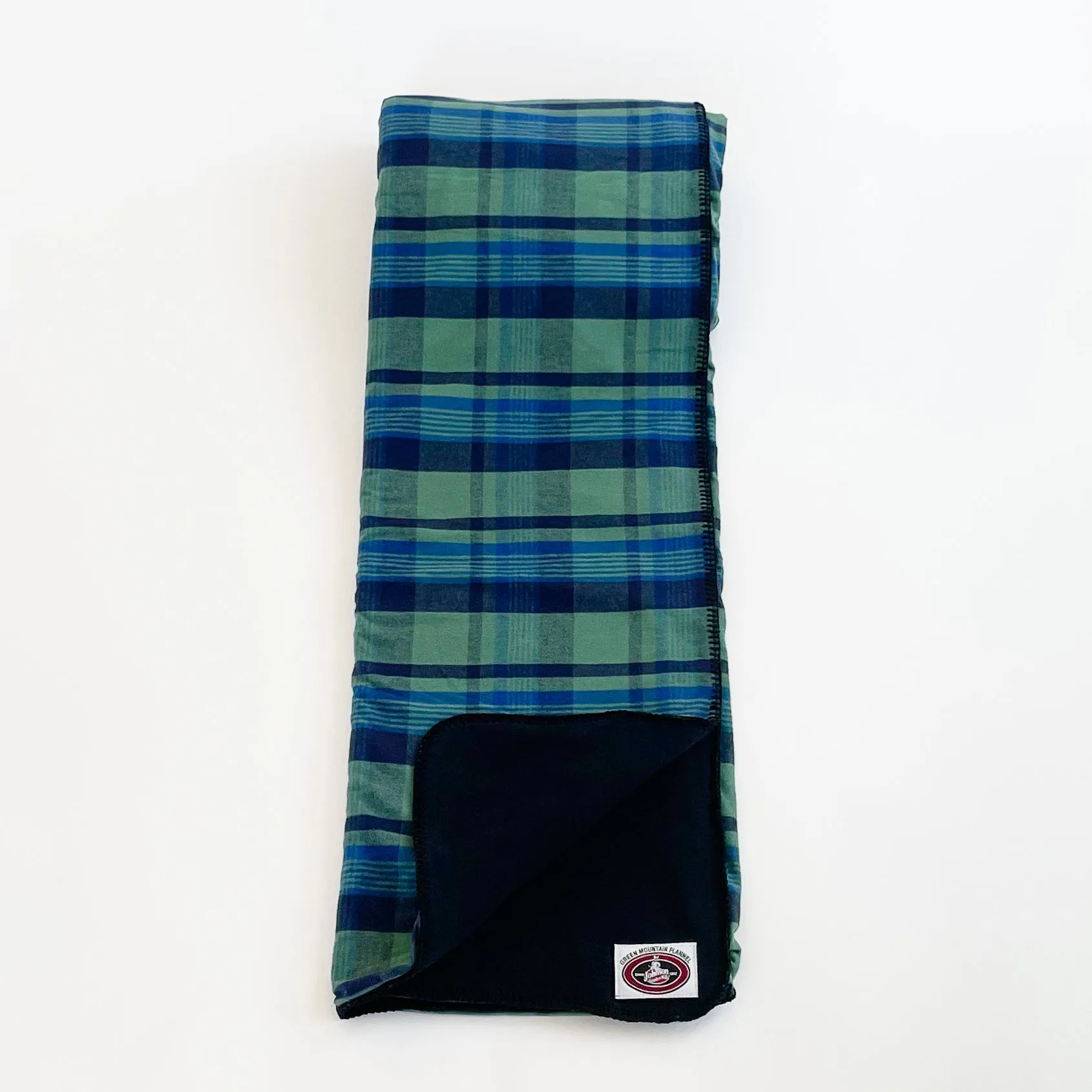 Flannel Throw - Royal Navy & Green