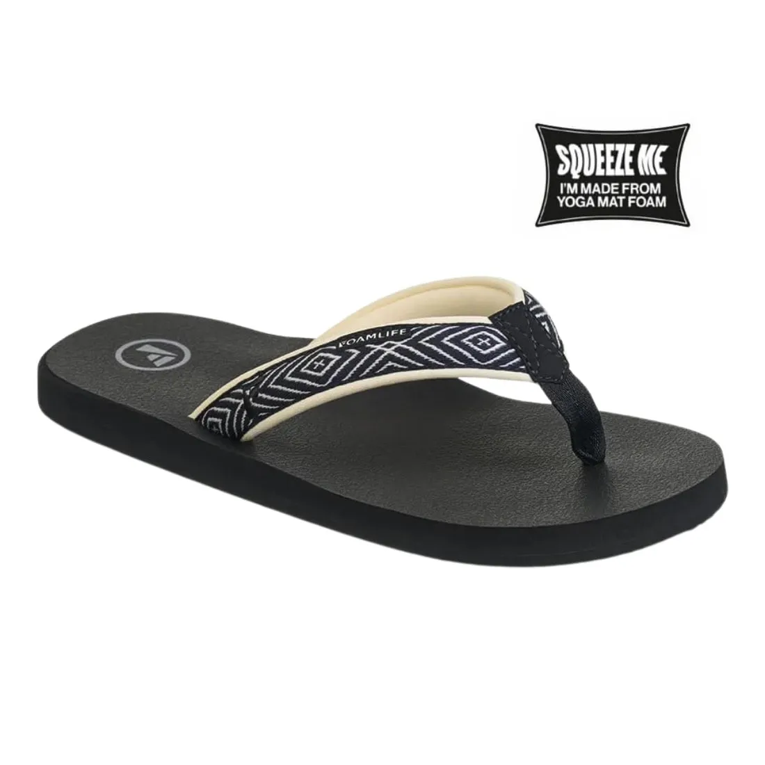 Foamlife Womens Yogi Flip Flop Sandals - Black