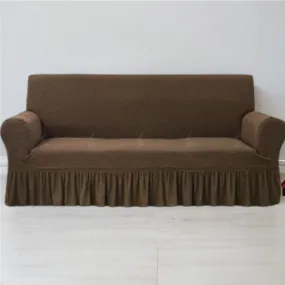 Frill Style Micro Mesh Sofa Cover (Brown Color)