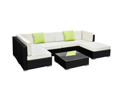 Gardeon 7-Piece Outdoor Sofa Set Wicker Couch Lounge Setting 6 Seater