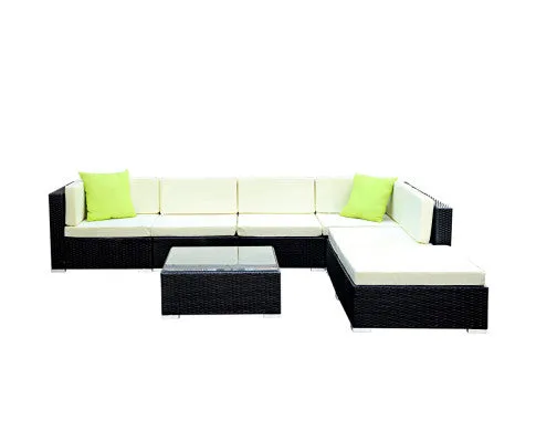 Gardeon 7-Piece Outdoor Sofa Set Wicker Couch Lounge Setting 6 Seater