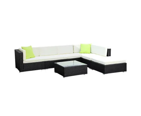 Gardeon 7-Piece Outdoor Sofa Set Wicker Couch Lounge Setting 6 Seater