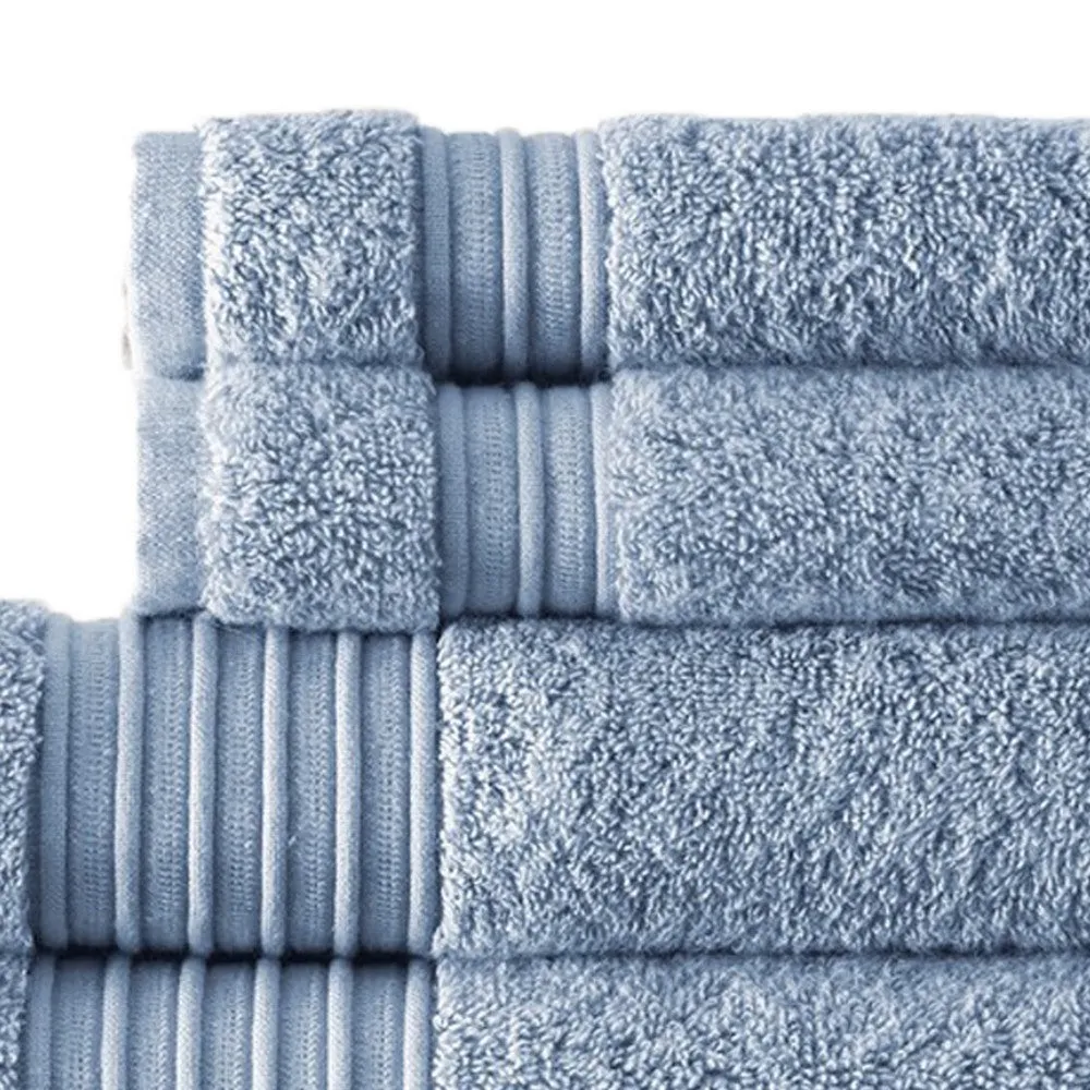 Gem 6 Piece Towel Set, Soft Turkish Cotton, Absorbent Texture, Denim Blue By Casagear Home