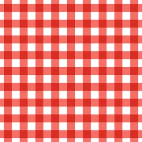 Gingham Check Cotton Curtain Fabric - Red