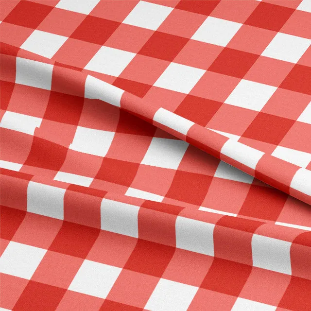 Gingham Check Cotton Curtain Fabric - Red