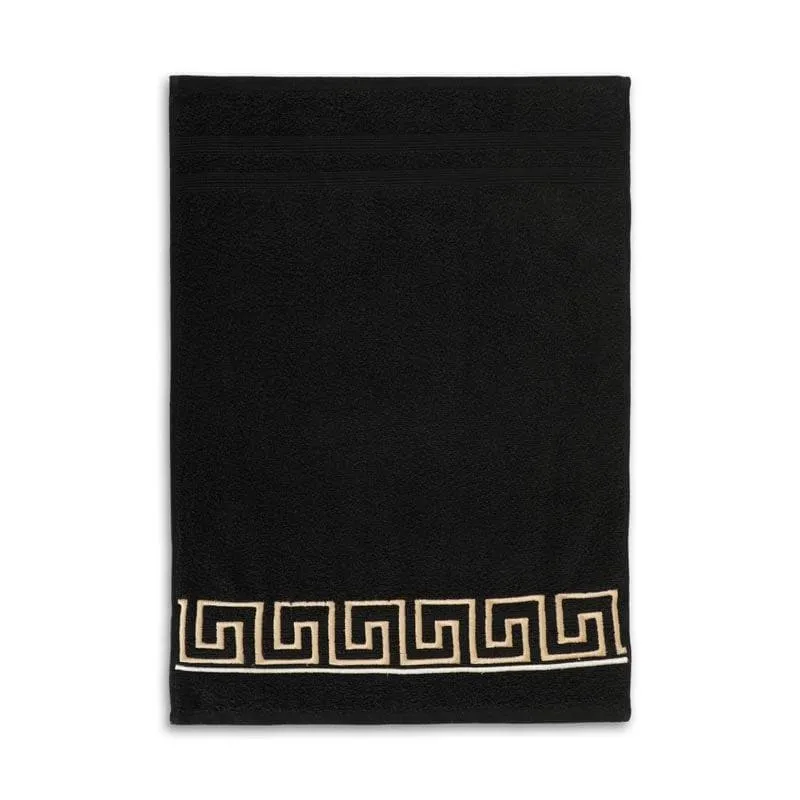 Greek Key Towel (Black) - Four Piece Set