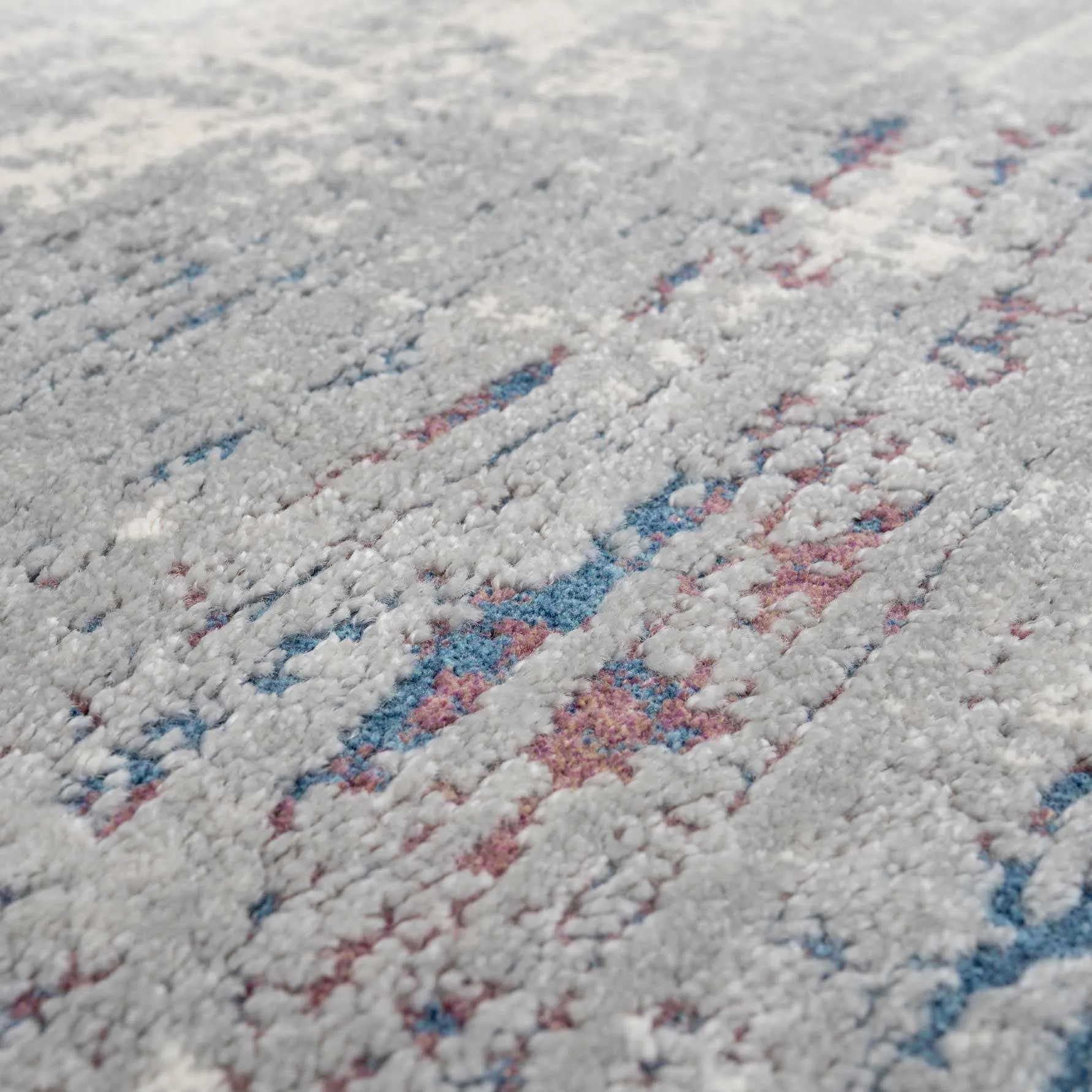 Grey Distressed Multicoloured Abstract Kitchen Runner Rug