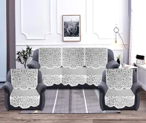 Heart Home Artcam Design 5 Seater Cotton Sofa Cover Set (White)