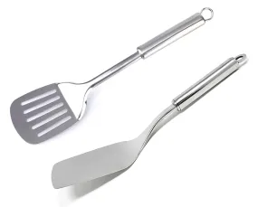 Heart Home Stainless Steel Kitchen Utensil, Cookware Set, Kitchen Tool- Set of 2 (Spatula & Solid Turner) (Silver)