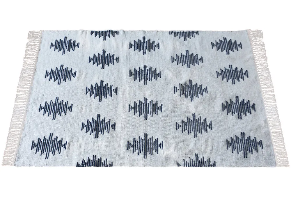 Inken Blue and White Modern Tribal Rug