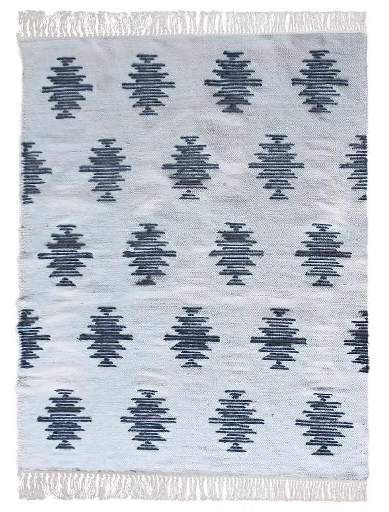 Inken Blue and White Modern Tribal Rug