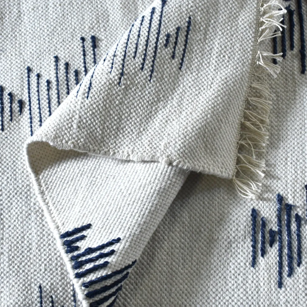 Inken Blue and White Modern Tribal Rug