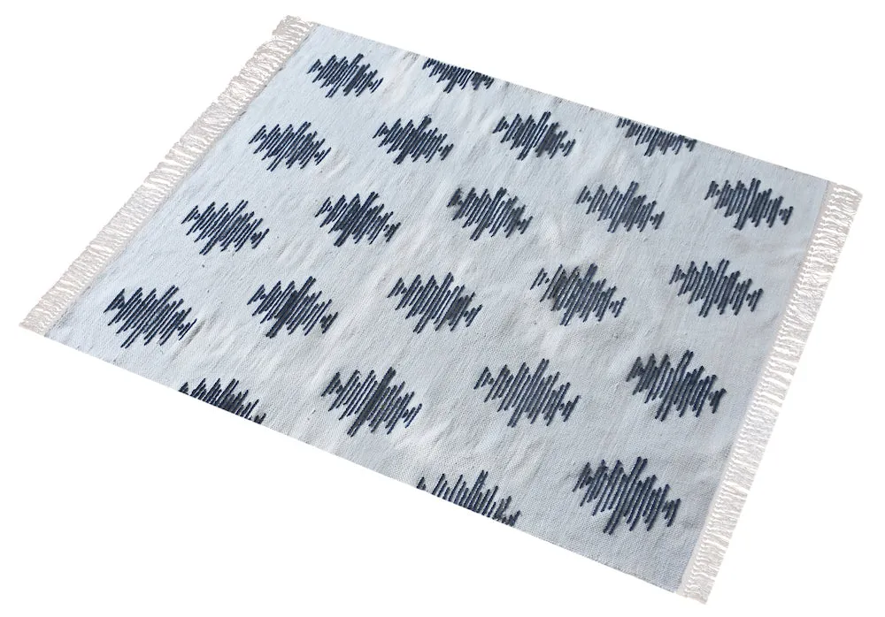 Inken Blue and White Modern Tribal Rug