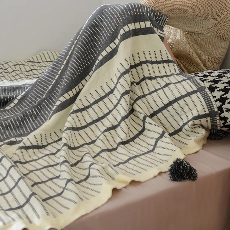 Jacquard Striped Blanket & Throw