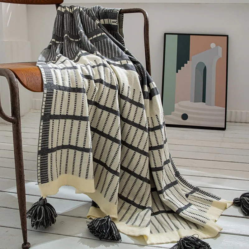 Jacquard Striped Blanket & Throw