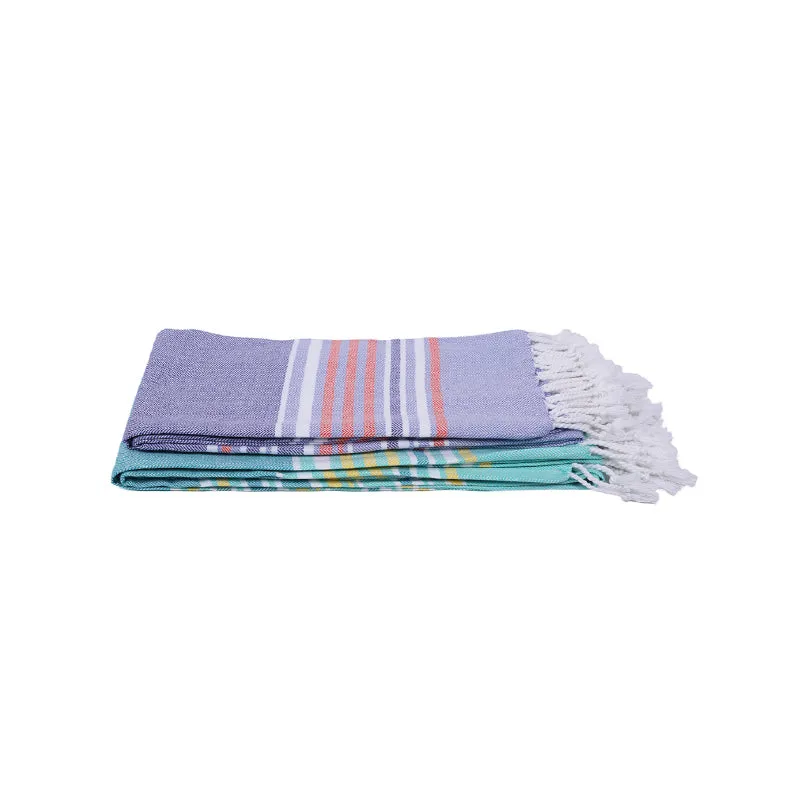 Jadore Bath Towel (Lilac & Blue) - Set Of Two