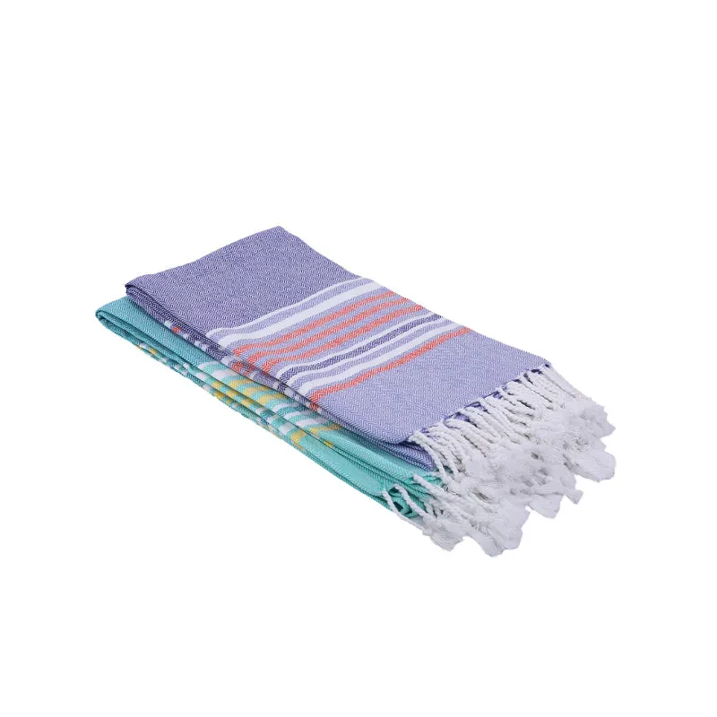 Jadore Bath Towel (Lilac & Blue) - Set Of Two