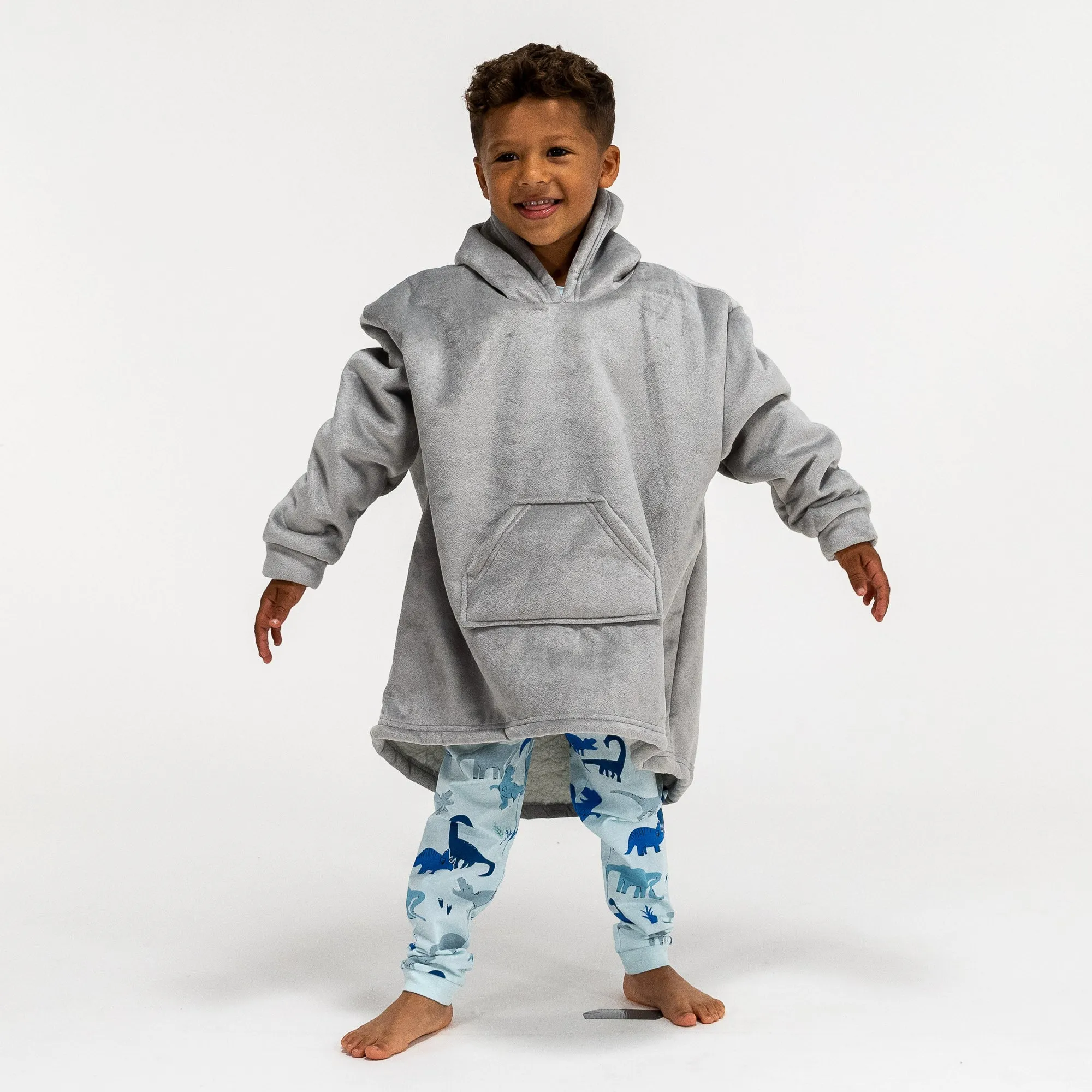 Kids Oversized Hoodie Blanket Sweatshirt - Minky Grey