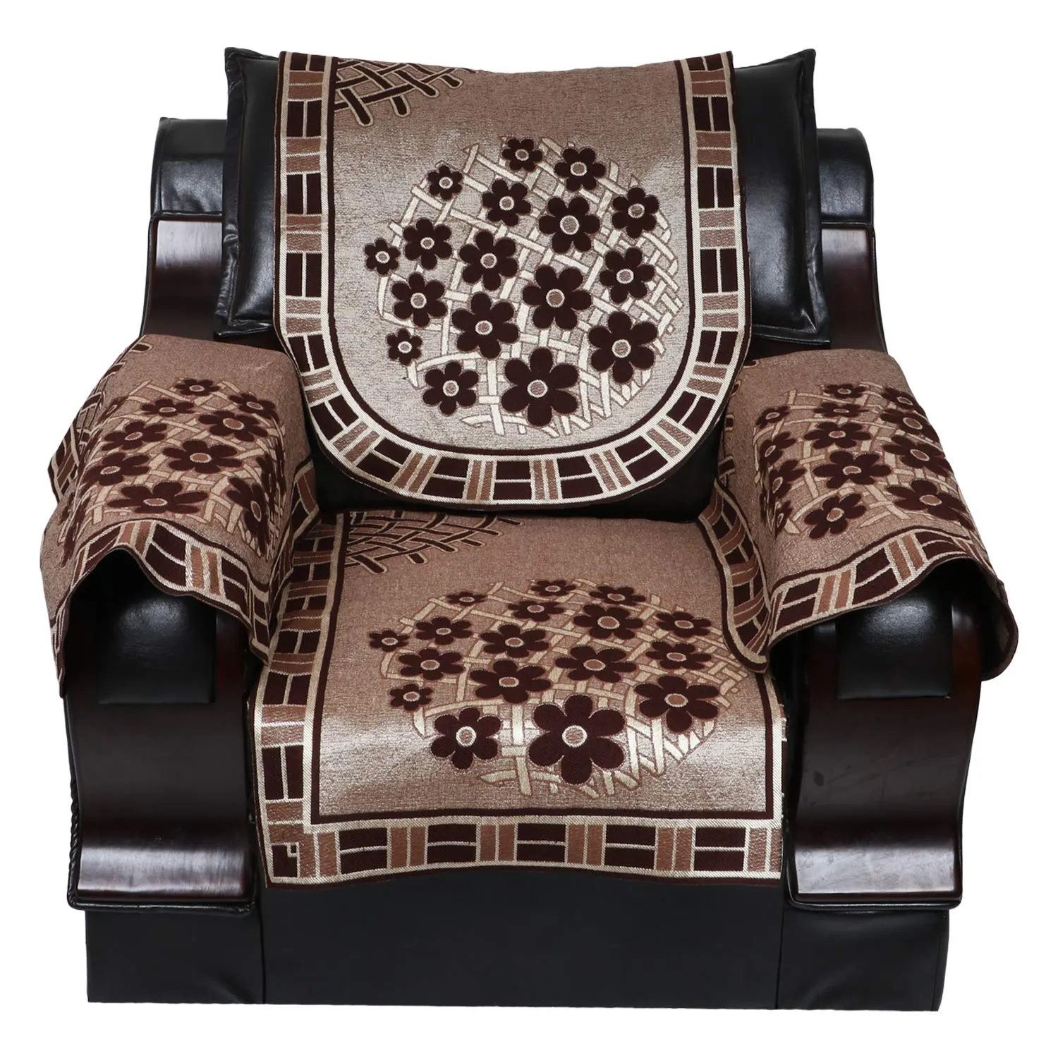 KINGLY Cotton 12 Pcs Rangoli Design Sofa Covers Set of 5 Seater