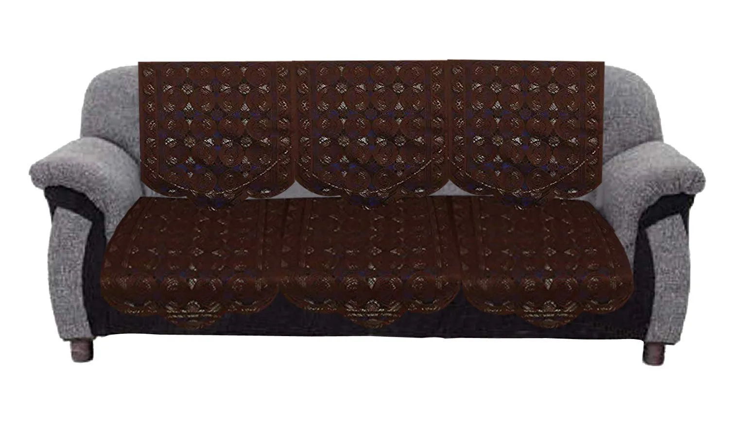 Kuber Industries Circle Design Cotton 6 Pieces 5 Seater Sofa Cover Set (Brown)-KUBMART02961