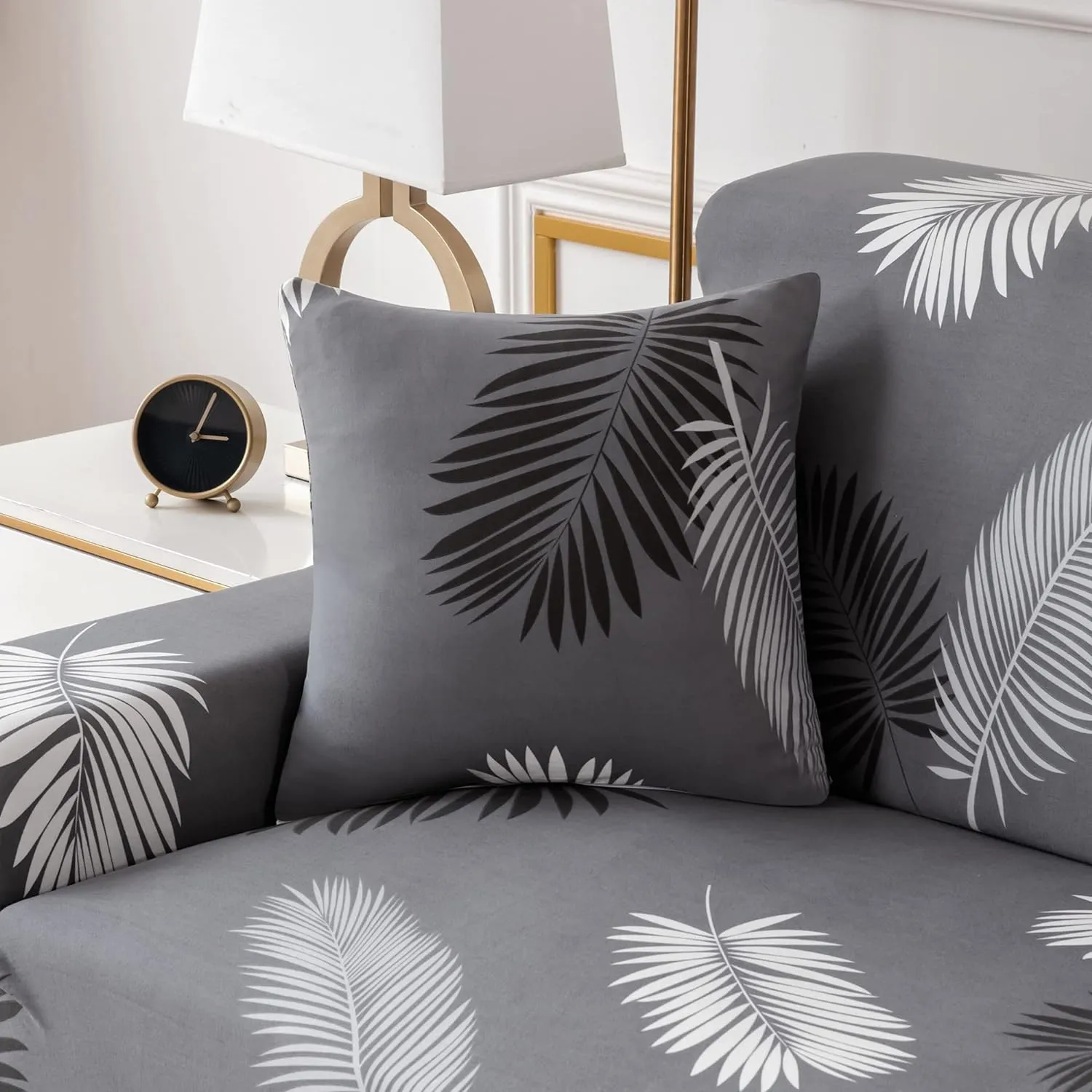 L Shape Sofa Cover - Charcoal Fern