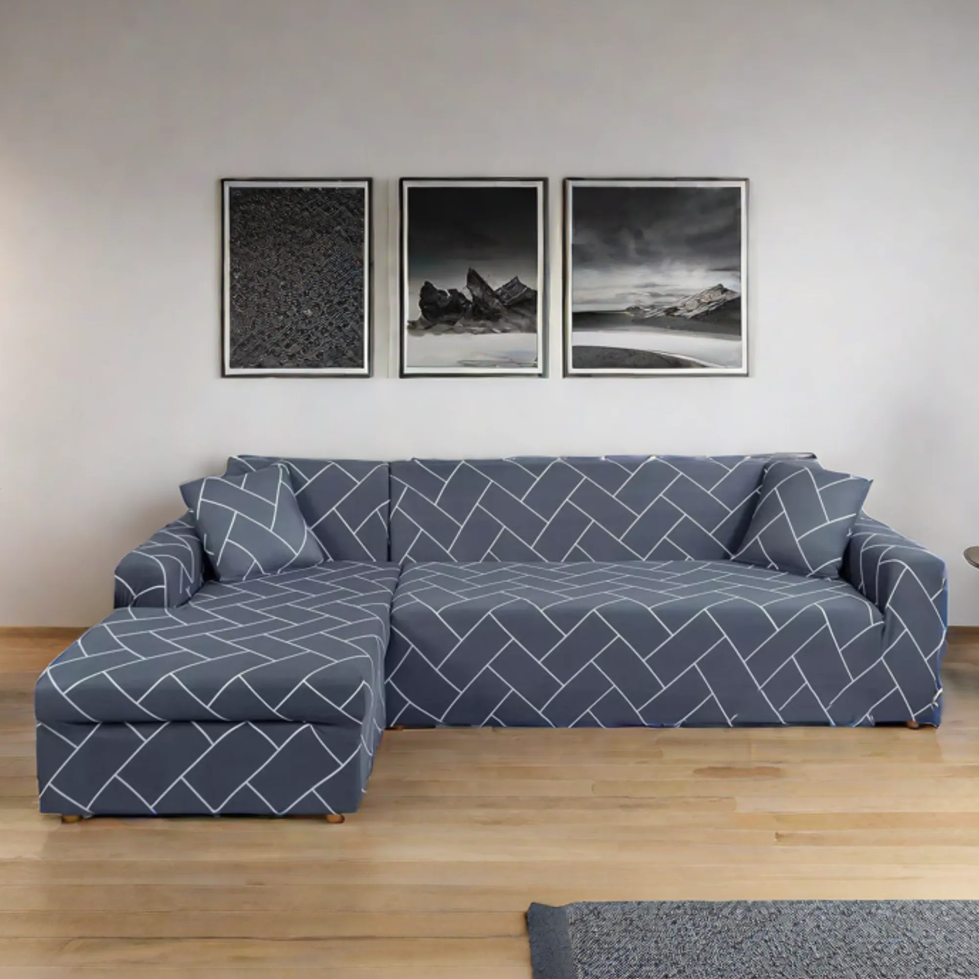 L Shape Sofa Cover - Hexa Grey