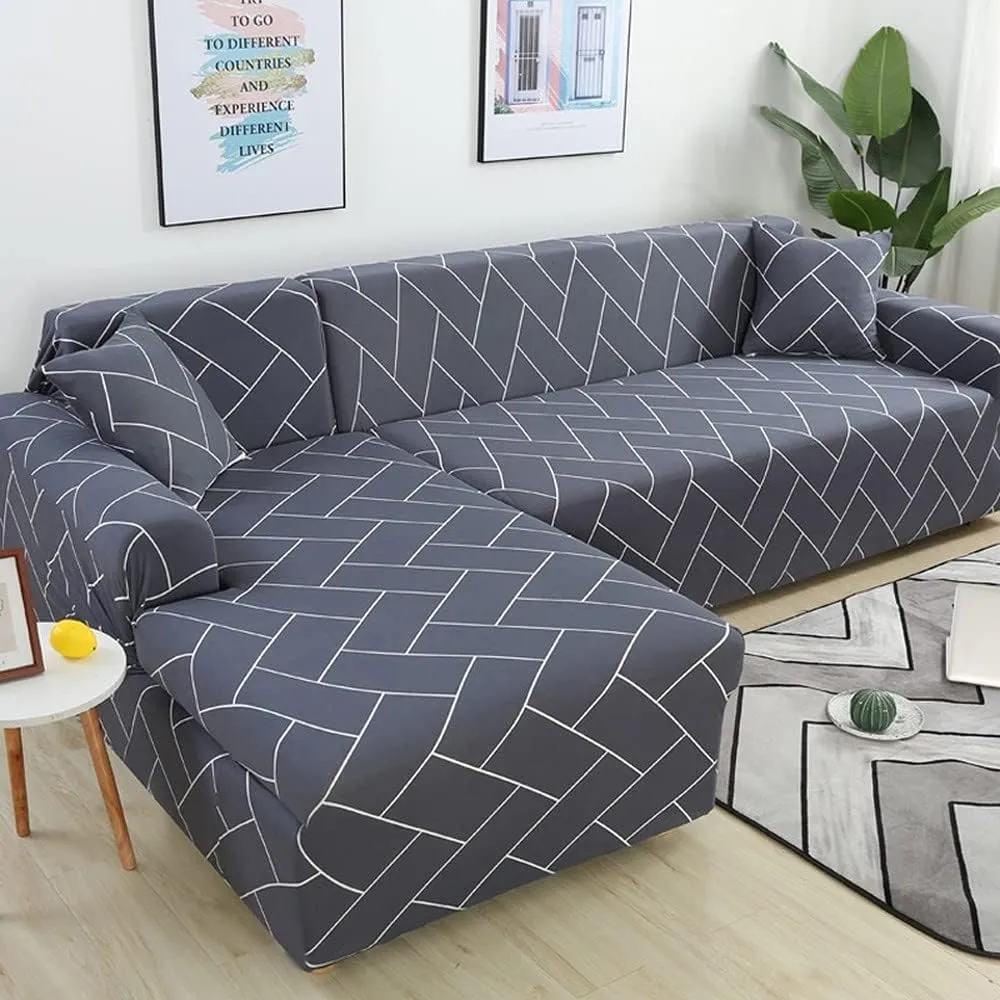 L Shape Sofa Cover - Hexa Grey